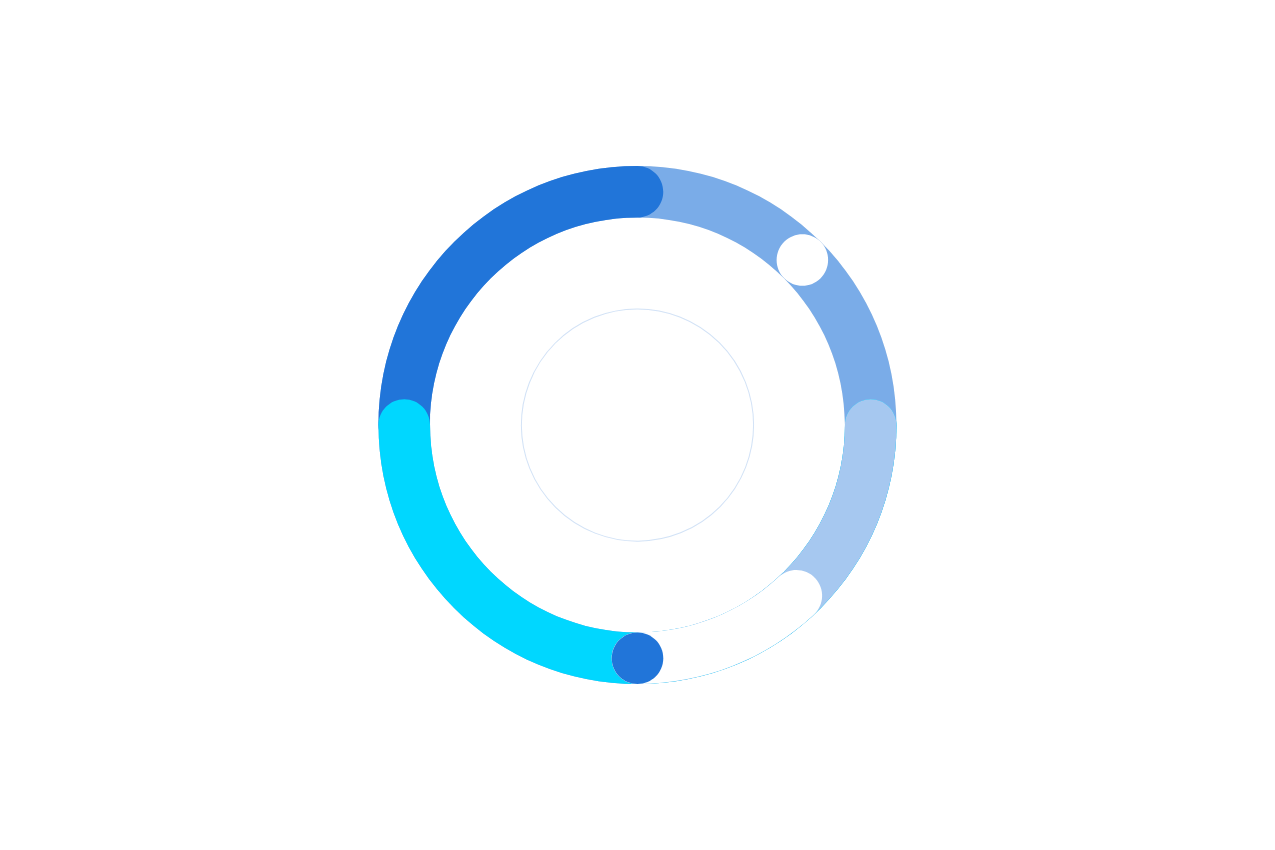 un cerchio di diverse sfumature di blu e bianco