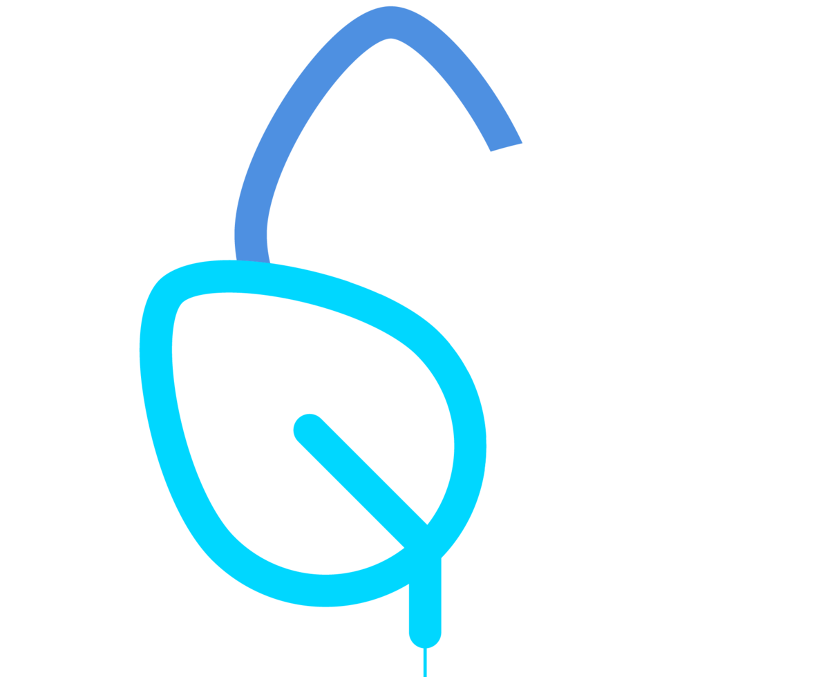 illustrazione di tre foglie di diverse sfumature di blu e bianco