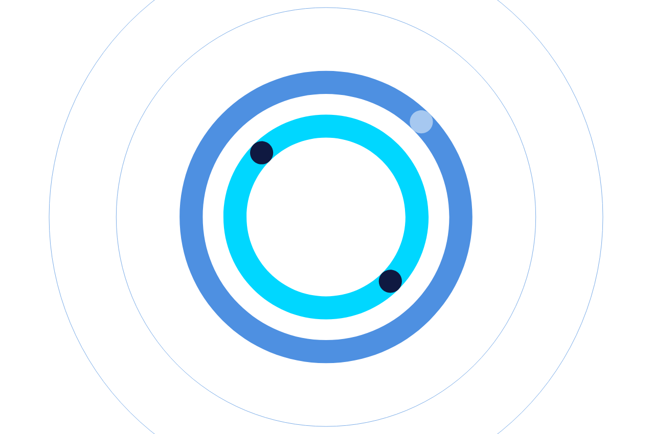 illustrazione grafica di una sequenza di cerchi di di diverse sfumature di blu