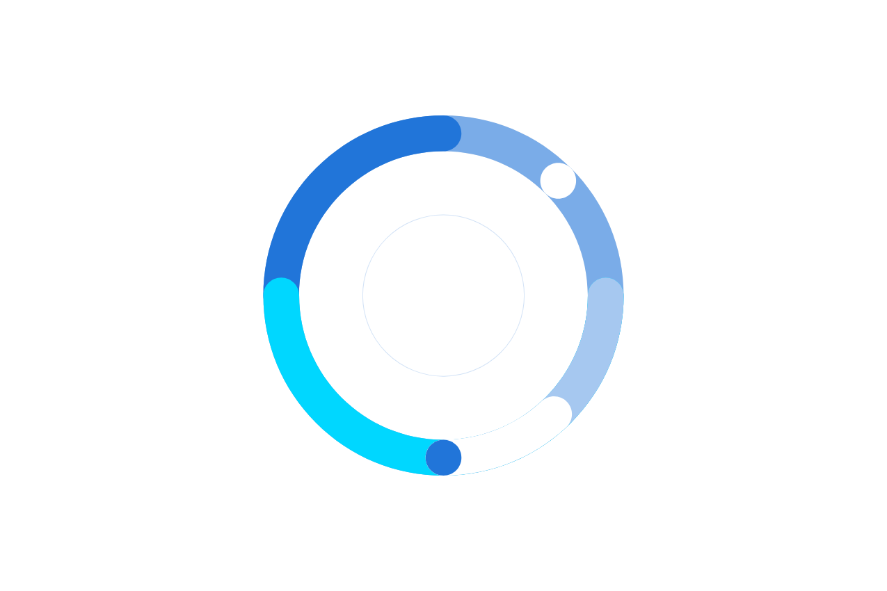illustrazione astratta di un cerchio di diversi colori di blu e bianco