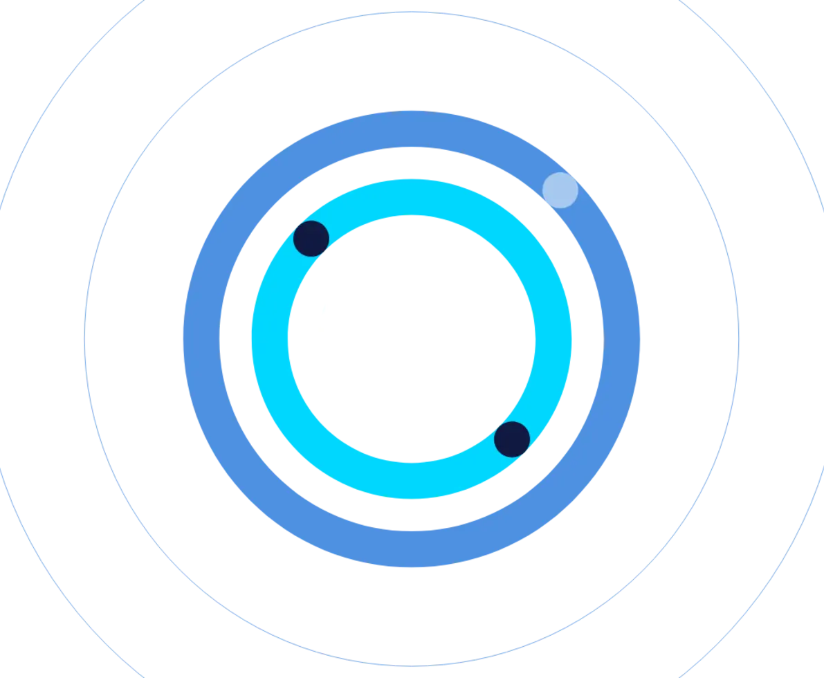 illustrazione grafica di una sequenza di cerchi di di diverse sfumature di blu