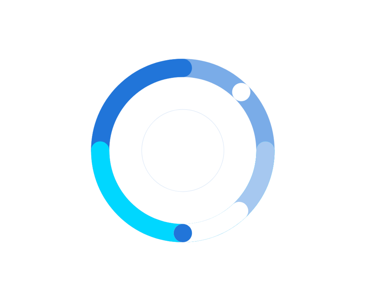 illustrazione astratta di un cerchio di diversi colori di blu e bianco