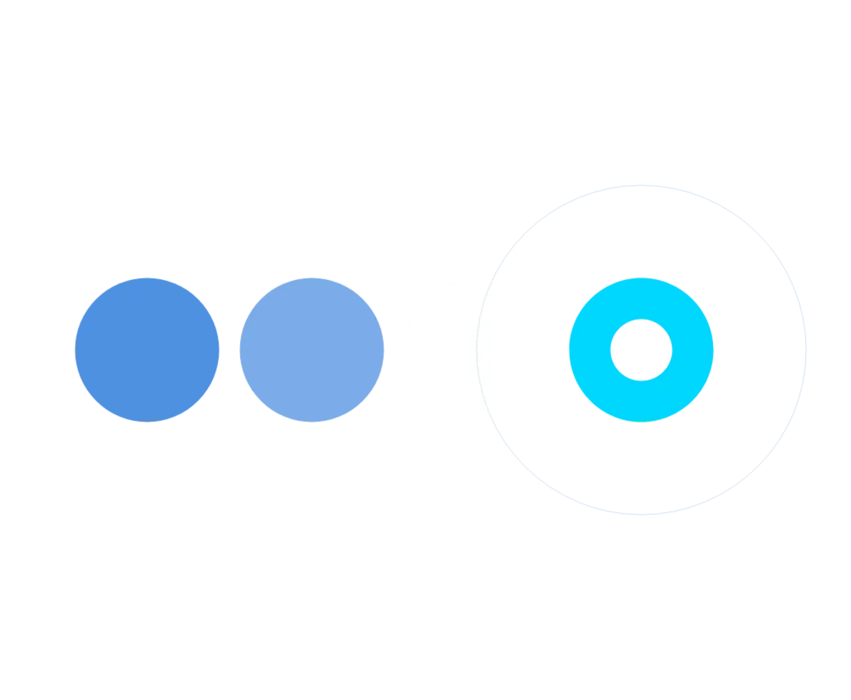illustrazione grafica alcuni cerchi di diverse sfumature di blu, disposti in orizzontale