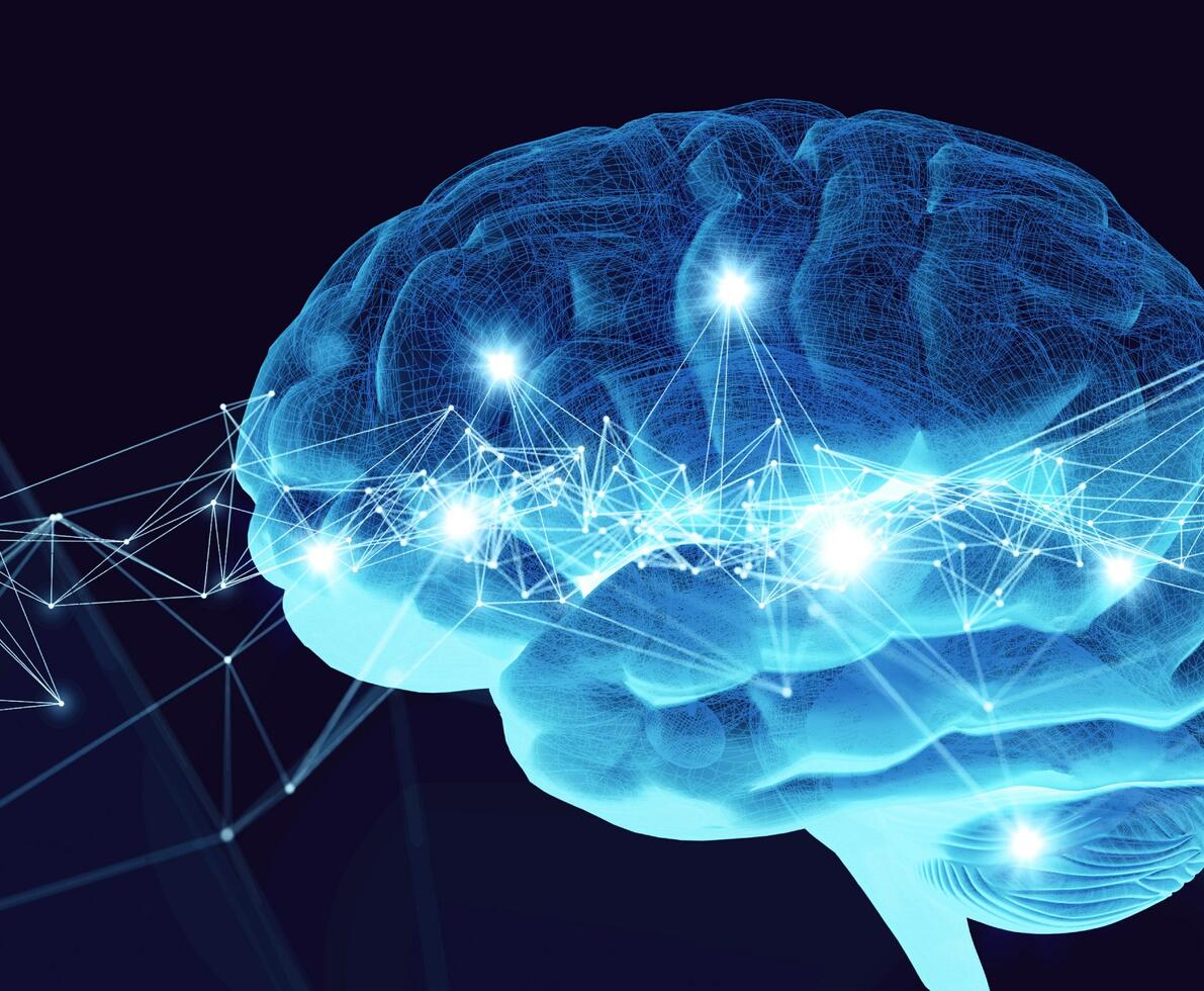 immagine astratta di un cervello con AI