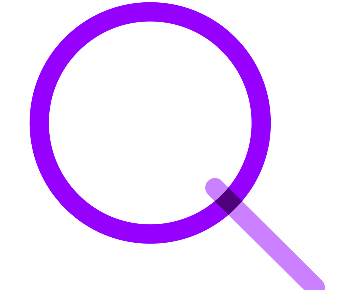 illustrazione di una lente di ingrandimento di colore viola