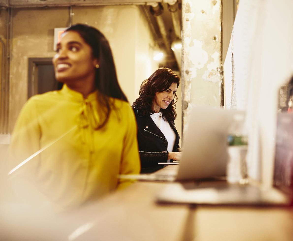 Woman working on her laptop