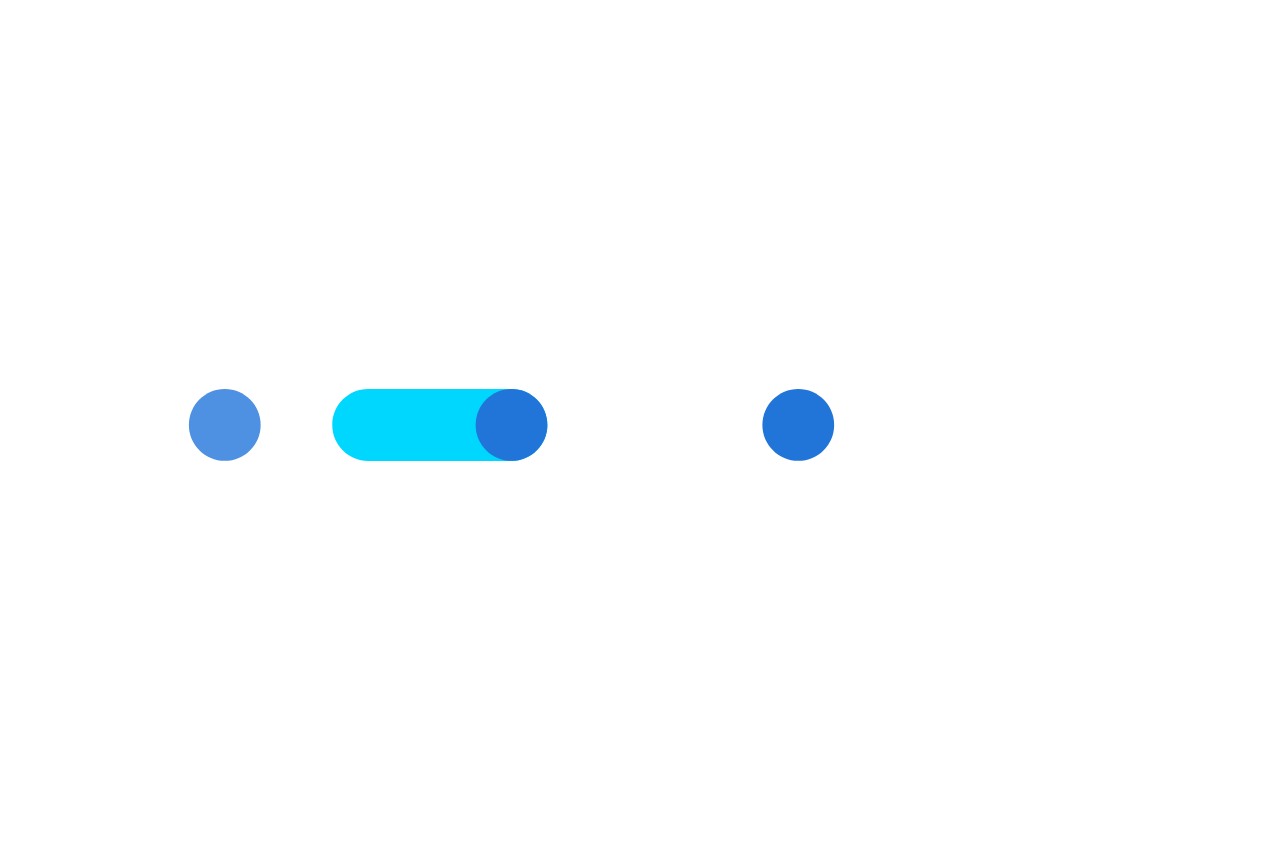 illustrazione di tre sfere, una linea colorati uniti da due cerchi 