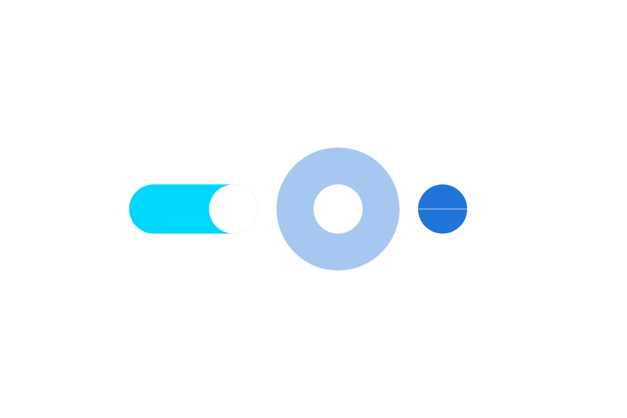 illustrazione di una linea, un cerchio e una sfera colorate