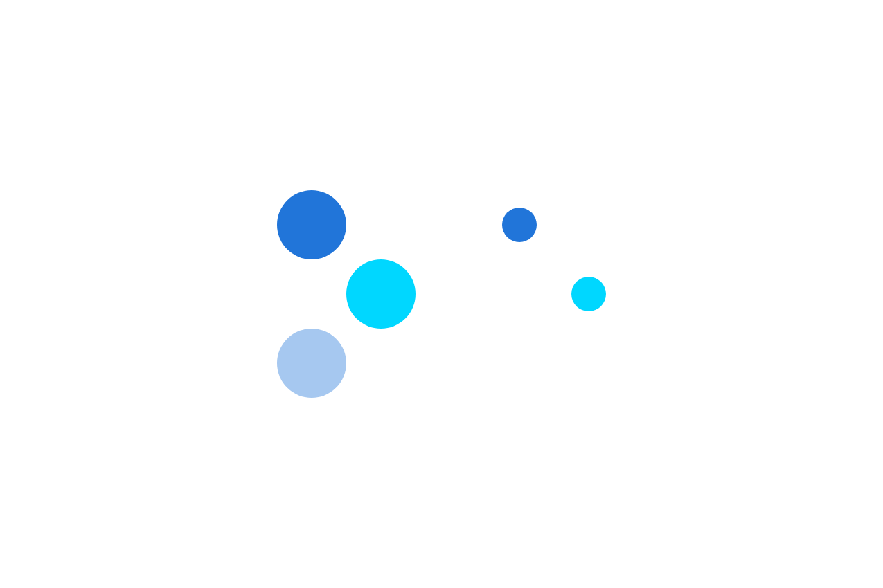 illustrazione di sfere colorate di diverse dimensioni poste in orizzontale
