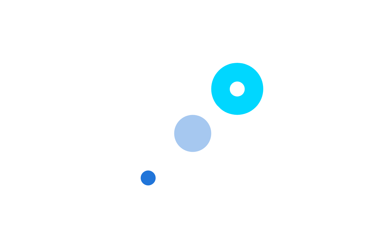 illustrazione di sfere di diverse dimensioni poste in diagonale