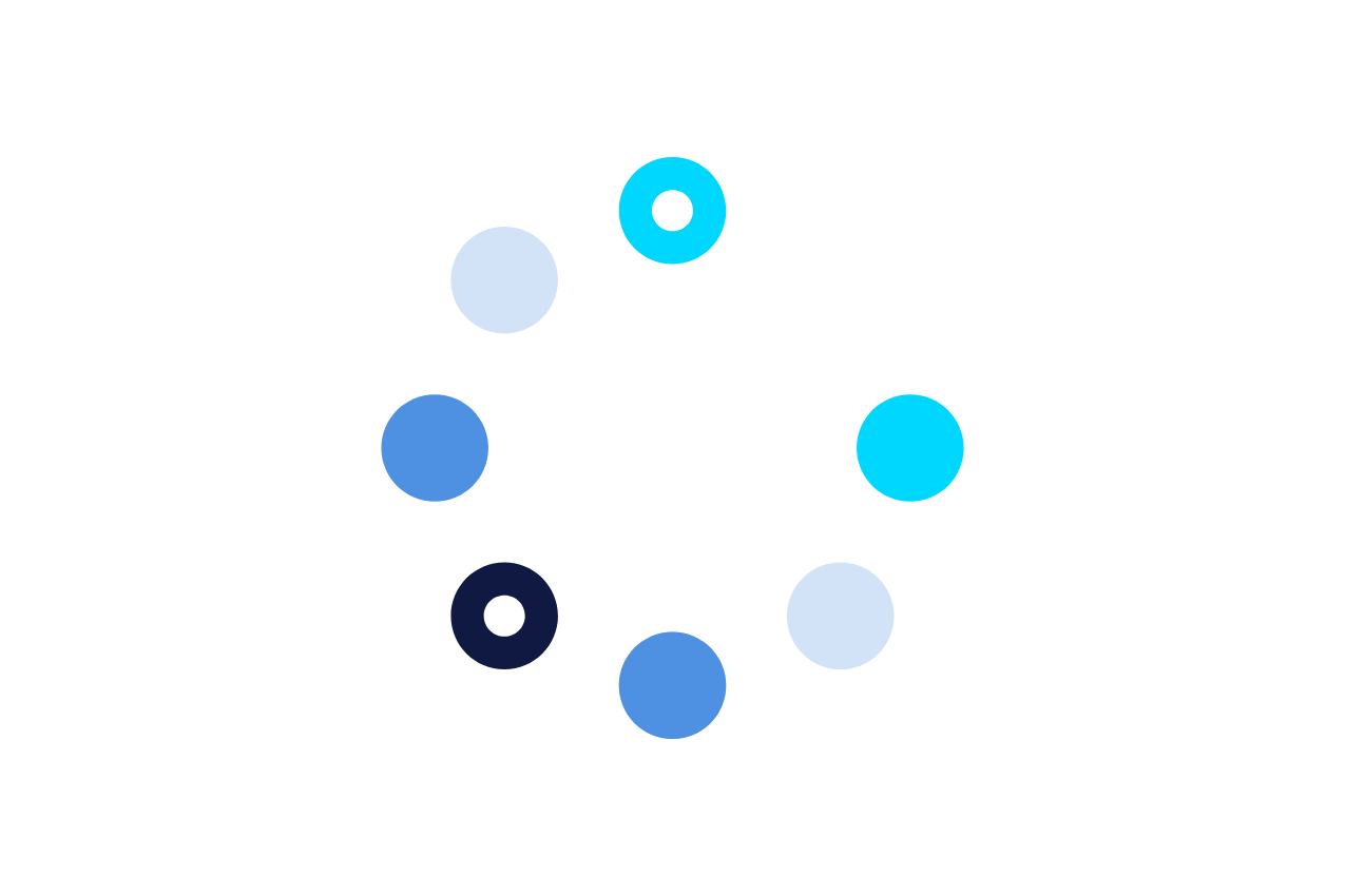 illustrazione grafica alcuni cerchi di diverse sfumature di blu, disposti a cerchio