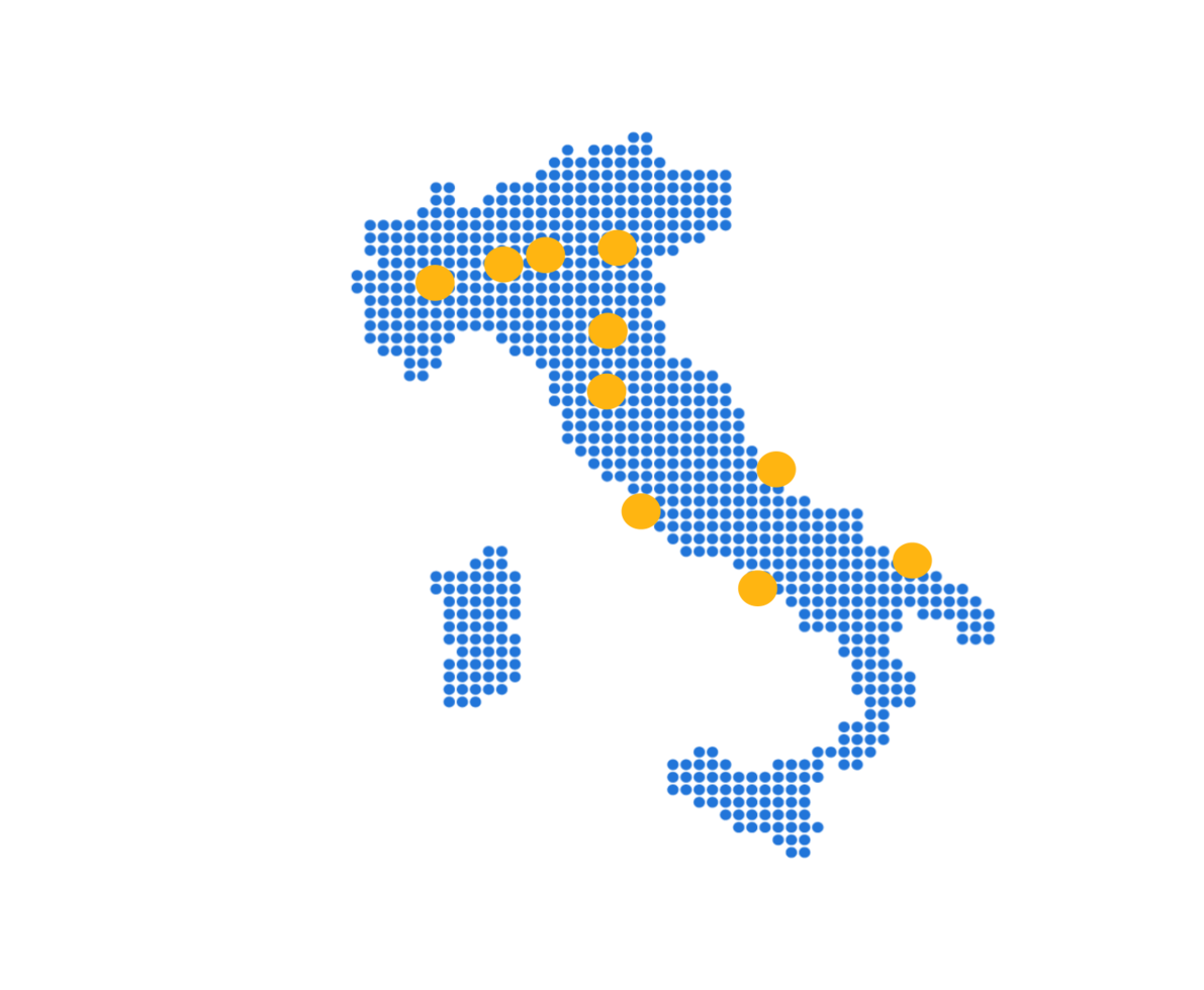 illustrazione Italia con sedi randstad technologies