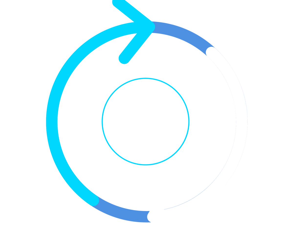 illustrazione astratta di un cerchio con delle freccie di colore blu e bianco