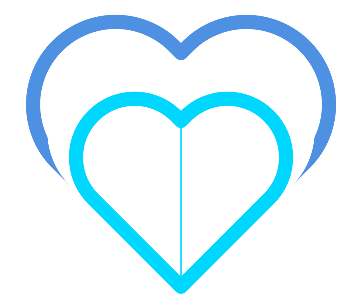 illustrazione di un cuore di diverse sfumature di blu e bianco