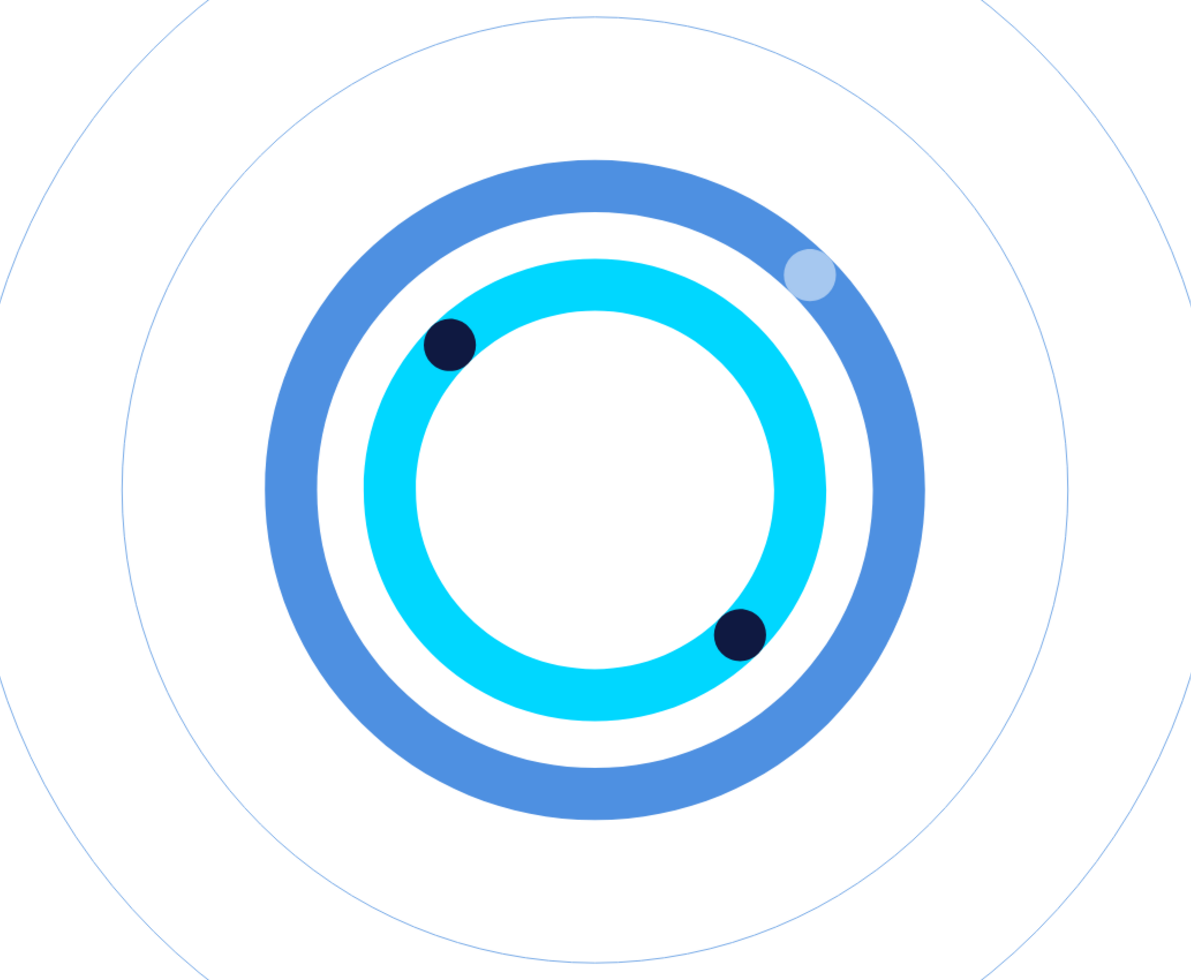 illustrazione grafica di una sequenza di cerchi di di diverse sfumature di blu