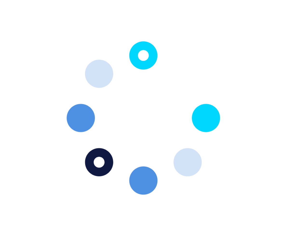 illustrazione grafica alcuni cerchi di diverse sfumature di blu, disposti a cerchio