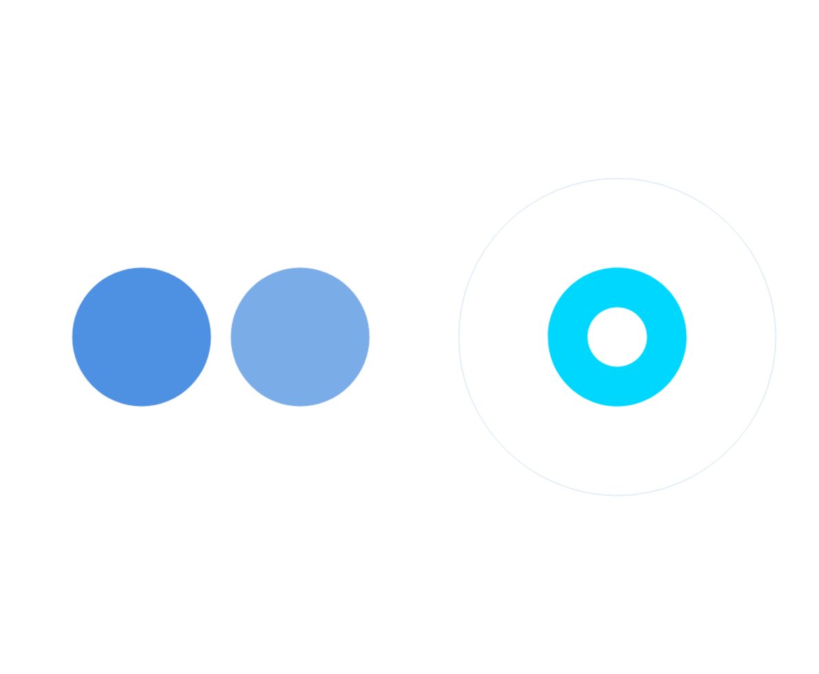 illustrazione grafica alcuni cerchi di diverse sfumature di blu, disposti in orizzontale