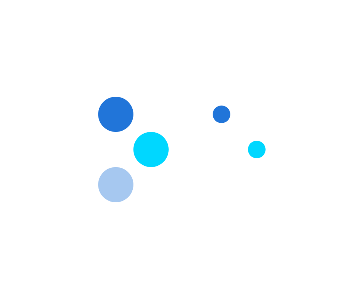 illustrazione astratta con cerchi e punti di diversi sfumature di blu e bianco